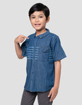 Little M Komb Print Salur Kemeja Denim Anak Laki-laki