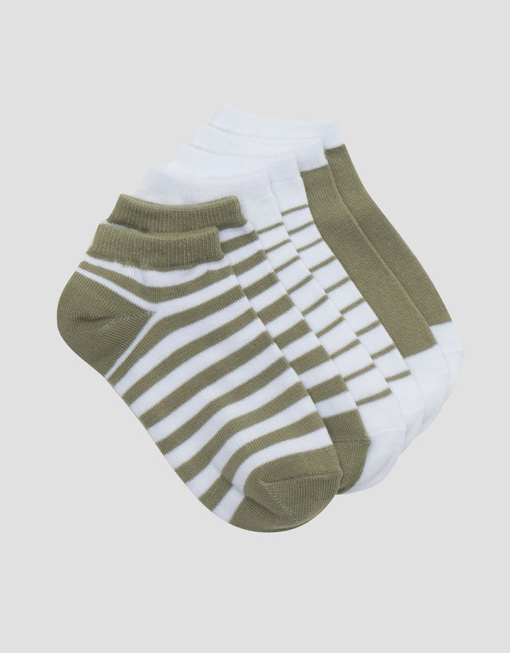 Little M Pack Of 3 Stripe Ankle Kaus Kaki Bayi