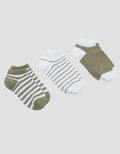 Little M Pack Of 3 Stripe Ankle Kaus Kaki Bayi