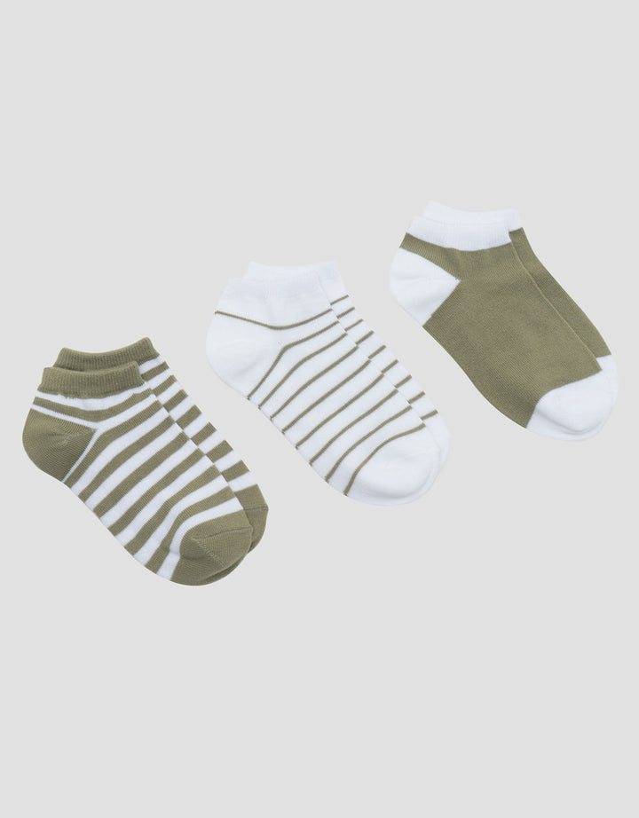Little M Pack Of 3 Stripe Ankle Kaus Kaki Bayi