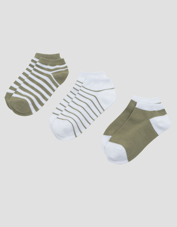 Little M Pack Of 3 Stripe Ankle Kaus Kaki Bayi