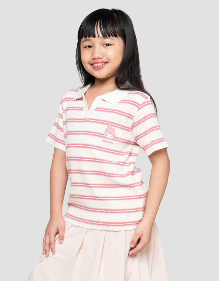 Character Stripes My Melody Kaos Polo Anak Perempuan