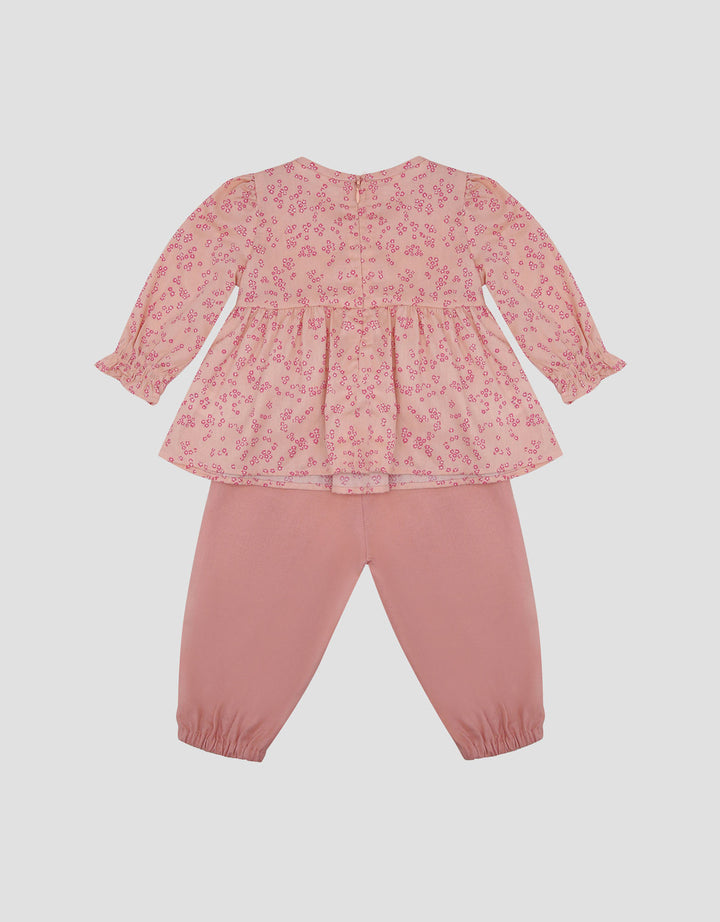 Little M Fullprint Bunga Setelan Baju Muslim Bayi