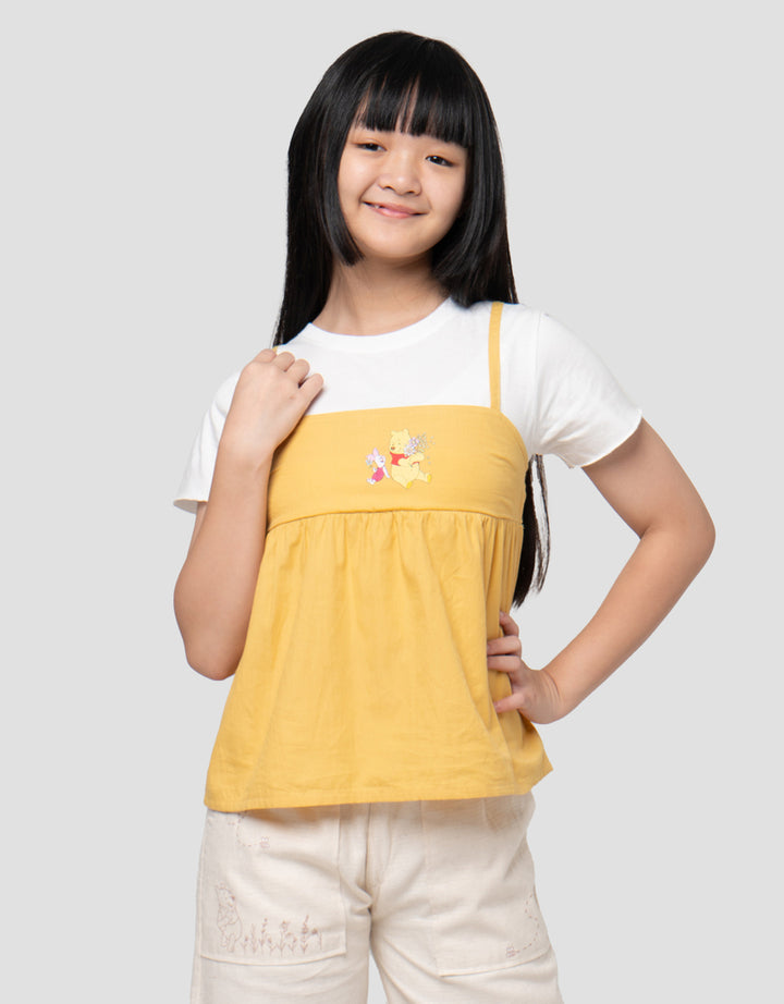 Disney Woven Pooh Kemeja Overall Anak Perempuan