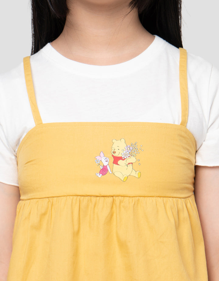 Disney Woven Pooh Kemeja Overall Anak Perempuan