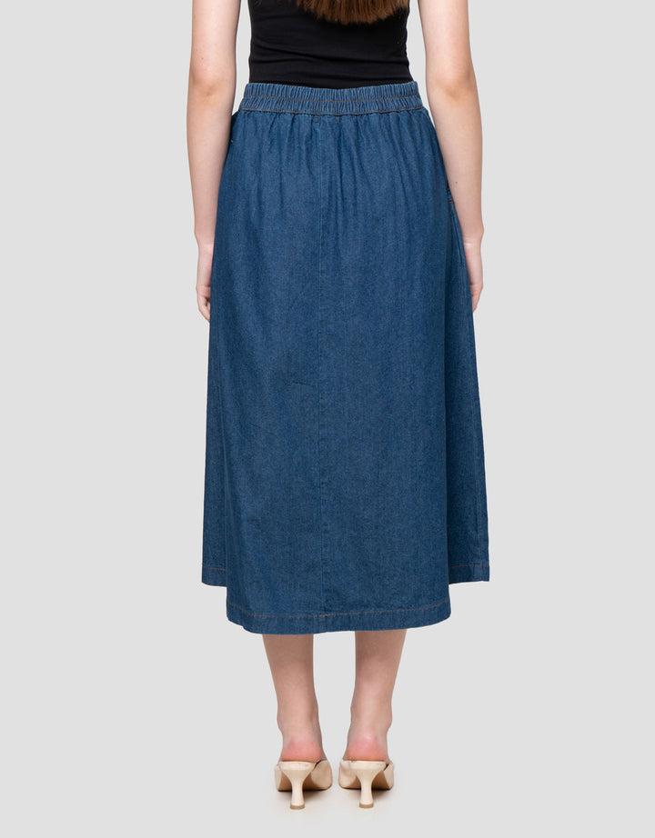 Nevada Pleats A Line Rok Denim Wanita
