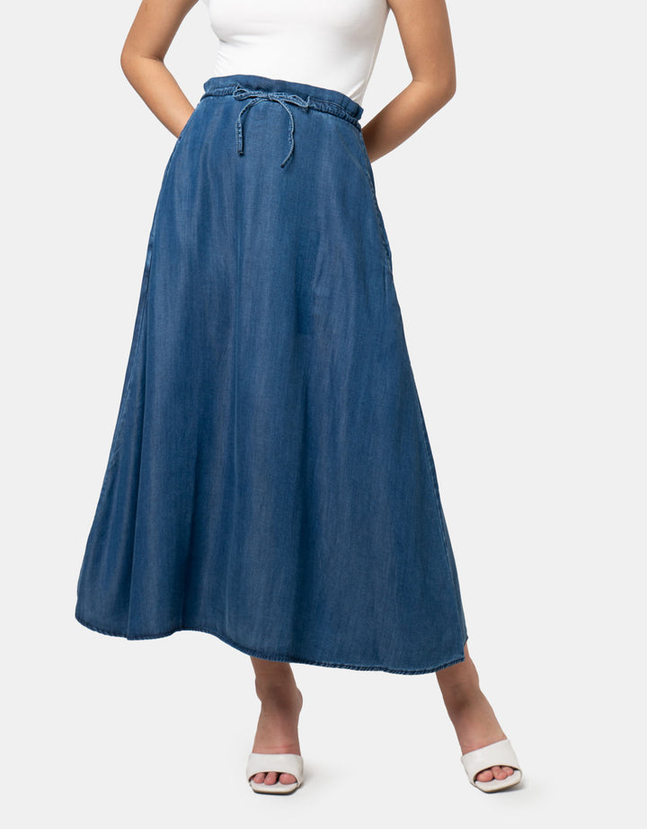 Nevada A Line Half Band & Elastic Rok Denim Wanita