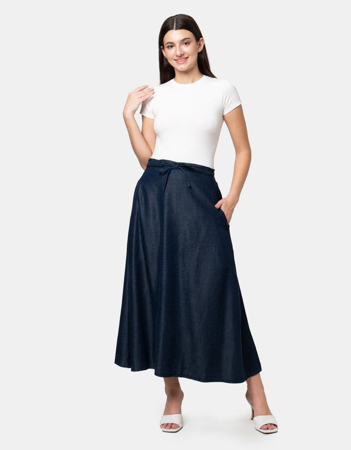 Nevada A Line Half Band & Elastic Rok Denim Wanita