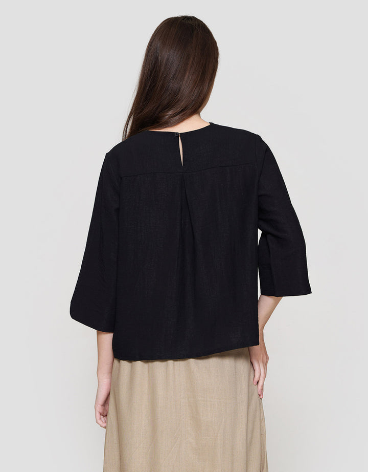 Connexion Blend Plain Loose Blouse Wanita