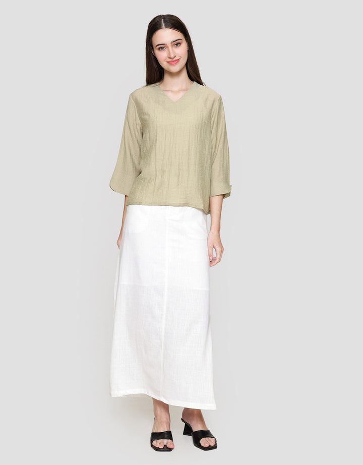 Connexion Blend Plain Loose Blouse Wanita