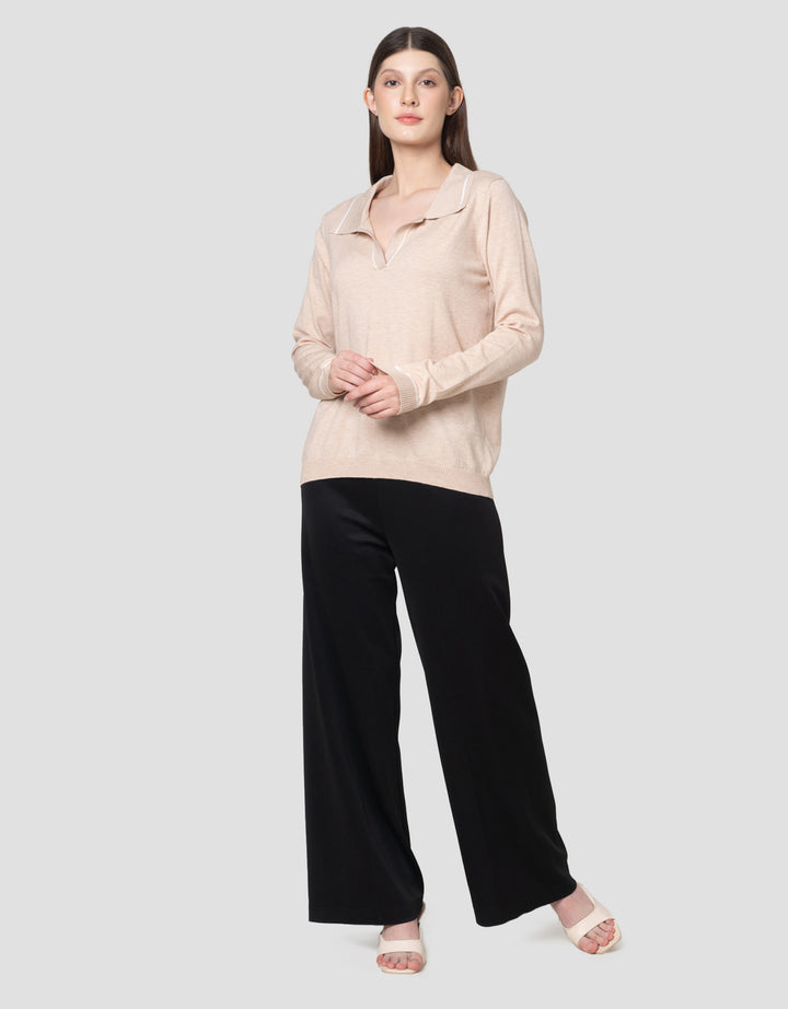 Connexion Rajut List Kaos Lengan Panjang Wanita