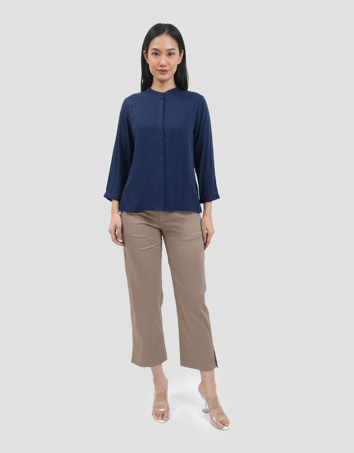Connexion Mandarin Collar Basic Kemeja Wanita