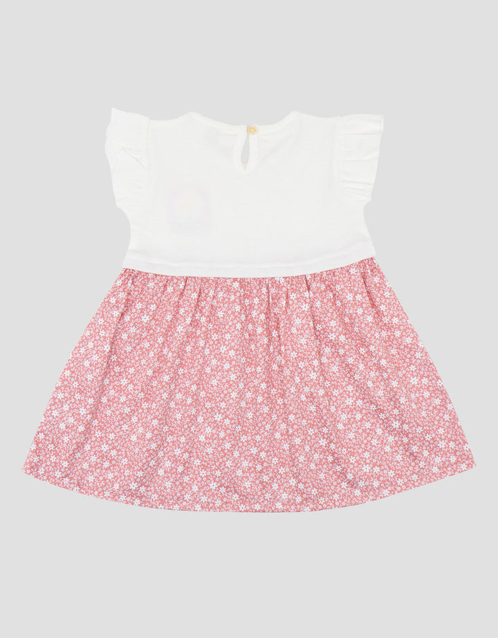 Little M Woven Print Bunga Mix Knit Dress Bayi