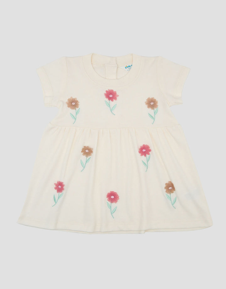 Little M Double Knit Flowers Applique Midi Dress Bayi