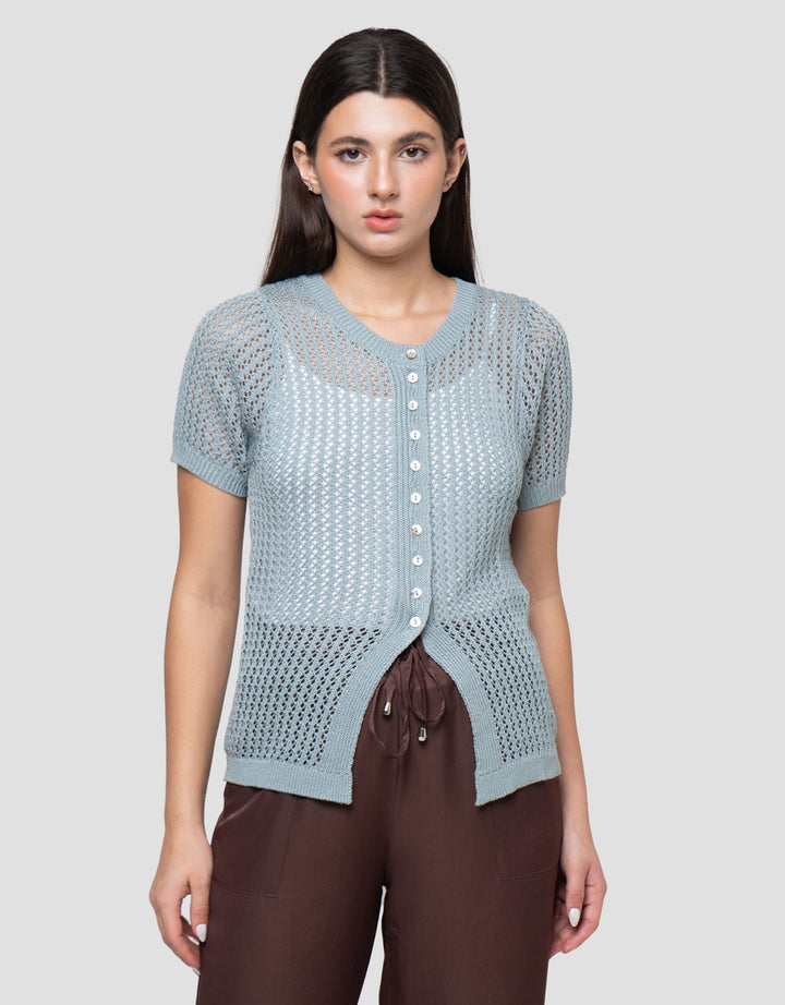 Connexion Chrochet Sweater Lengan Pendek Wanita