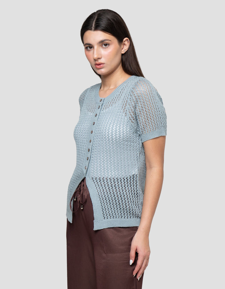 Connexion Chrochet Sweater Lengan Pendek Wanita