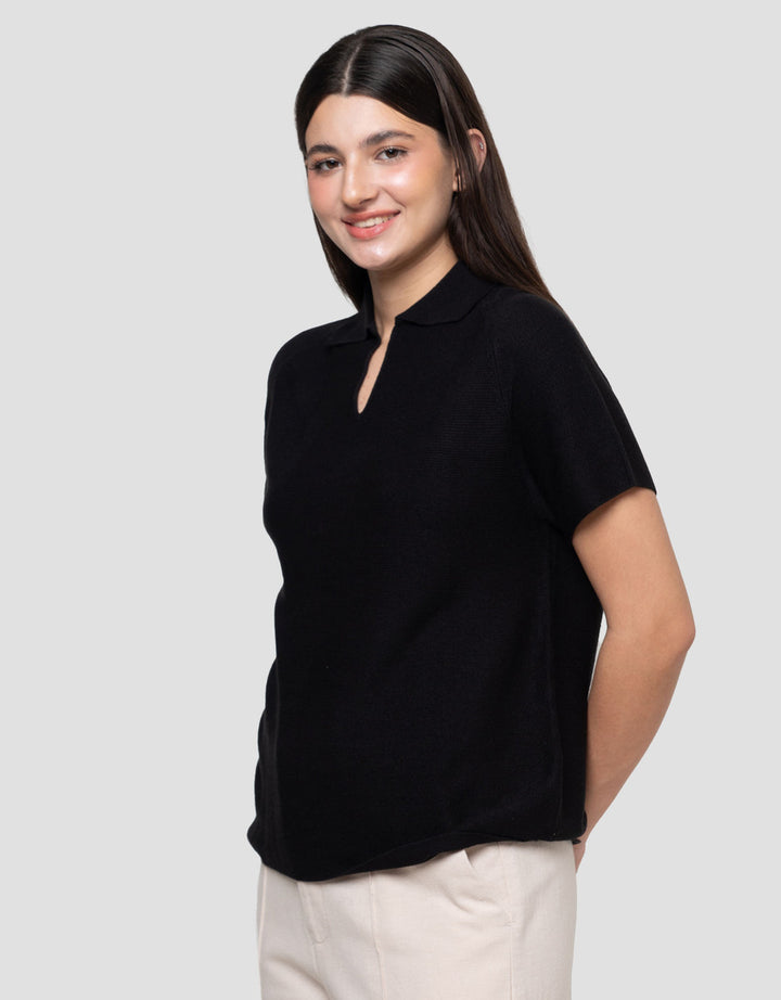 Connexion Texture Krah Kaos Lengan Pendek Wanita