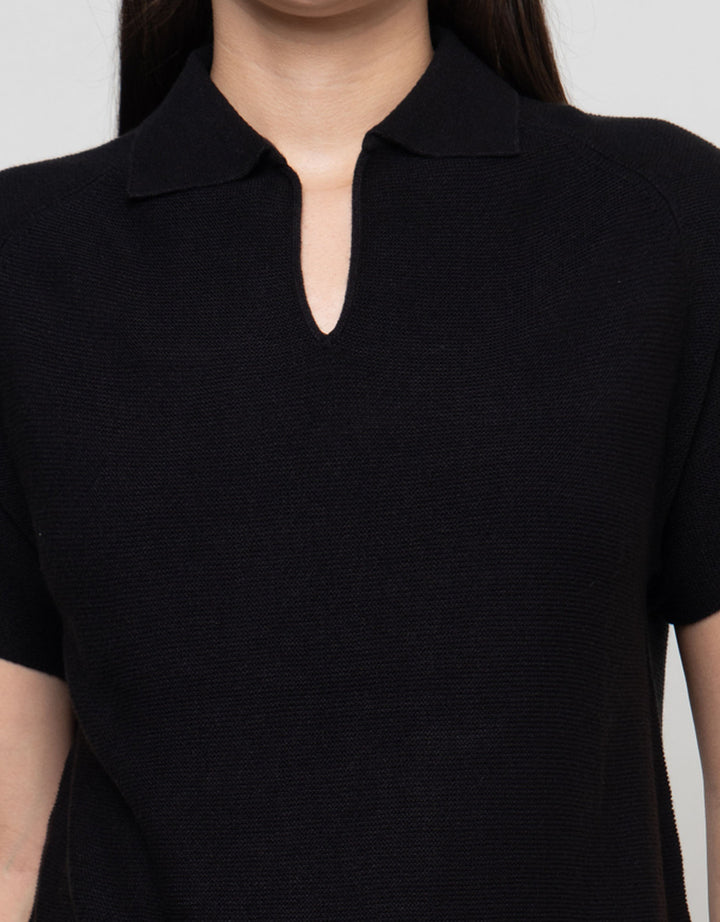 Connexion Texture Krah Kaos Lengan Pendek Wanita