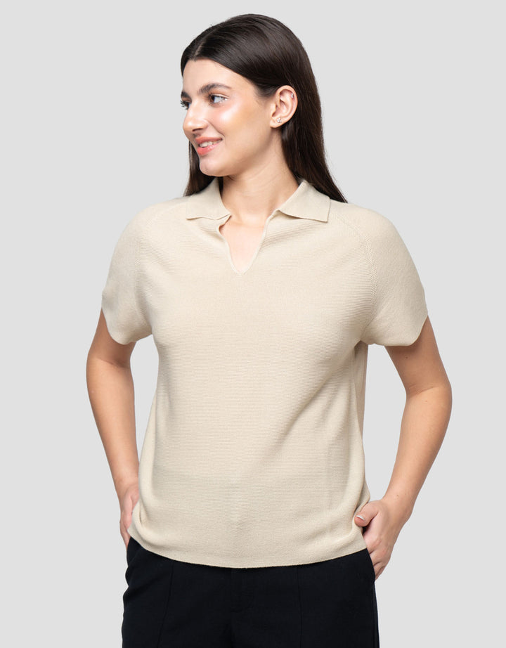 Connexion Texture Krah Kaos Lengan Pendek Wanita