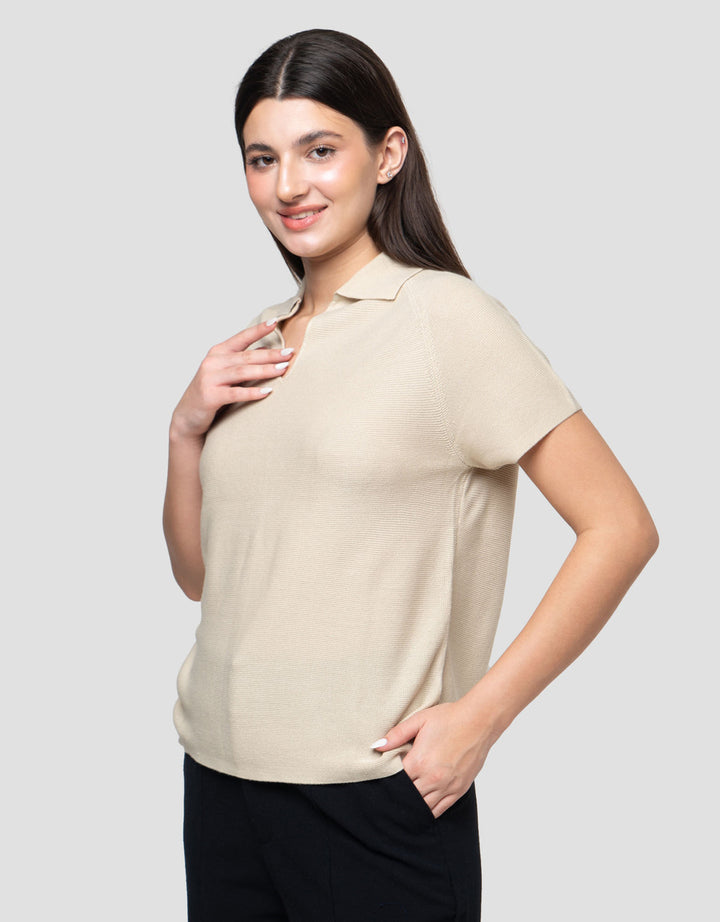 Connexion Texture Krah Kaos Lengan Pendek Wanita