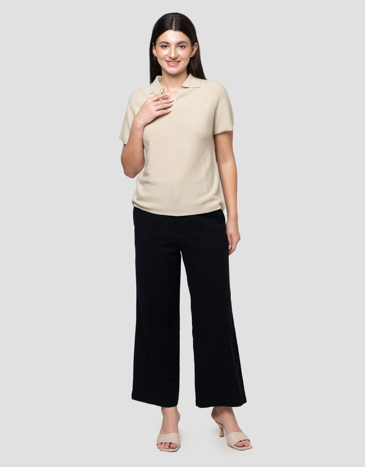 Connexion Texture Krah Kaos Lengan Pendek Wanita