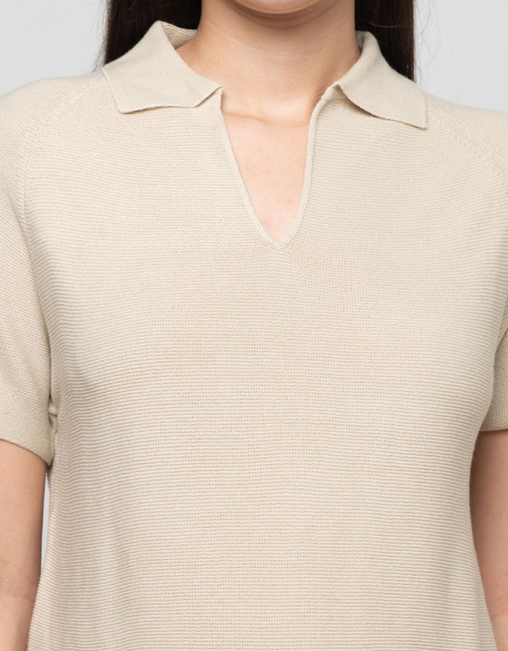 Connexion Texture Krah Kaos Lengan Pendek Wanita