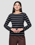 Connexion Drawstring Stripe Kaos Wanita