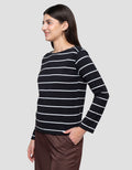 Connexion Drawstring Stripe Kaos Wanita