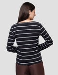 Connexion Drawstring Stripe Kaos Wanita
