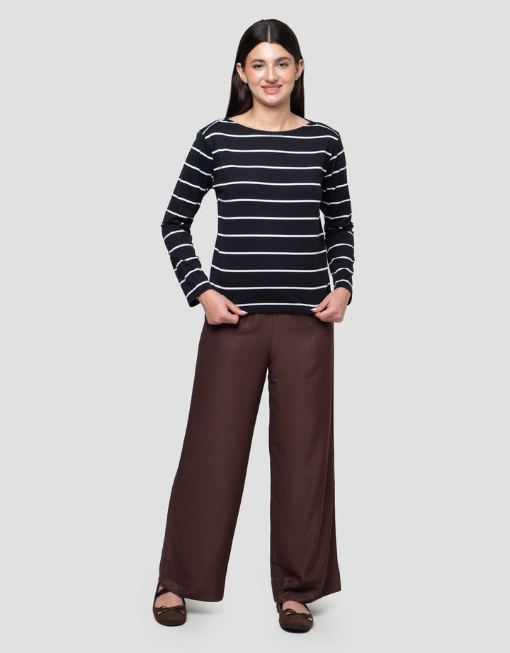 Connexion Drawstring Stripe Kaos Wanita