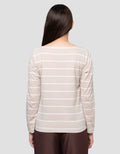 Connexion Drawstring Stripe Kaos Wanita