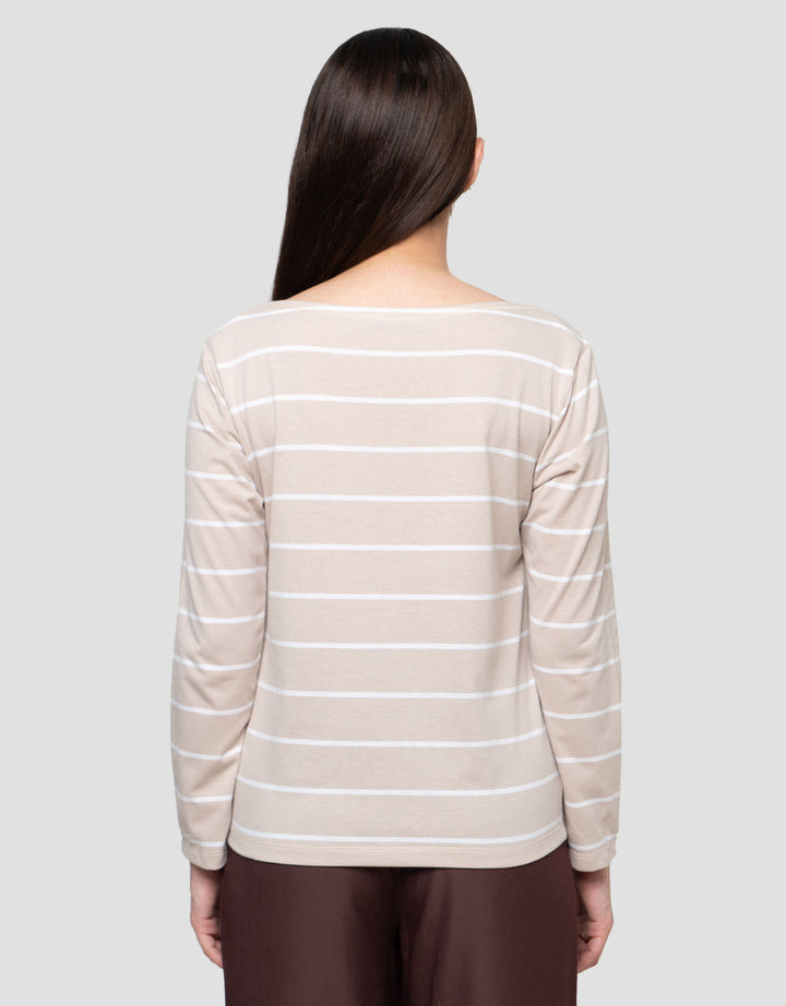 Connexion Drawstring Stripe Kaos Wanita