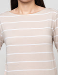 Connexion Drawstring Stripe Kaos Wanita