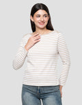 Connexion Boat Neck Stripe Kaos Lengan Panjang Wanita