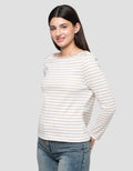 Connexion Boat Neck Stripe Kaos Lengan Panjang Wanita