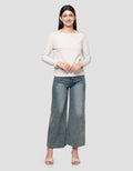 Connexion Boat Neck Stripe Kaos Lengan Panjang Wanita