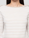Connexion Boat Neck Stripe Kaos Lengan Panjang Wanita