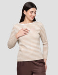 Connexion Boat Neck Stripe Kaos Lengan Panjang Wanita