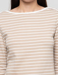Connexion Boat Neck Stripe Kaos Lengan Panjang Wanita