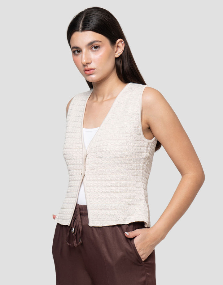 Connexion Vest Gold Button Wanita