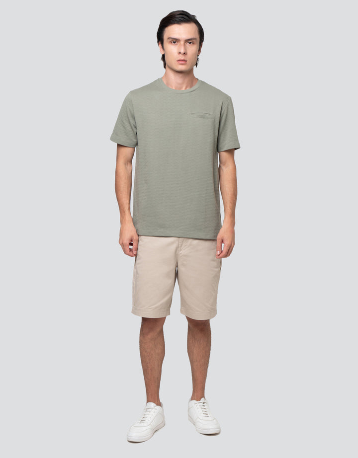 Cole Solid Texture Welt Pocket Repeat Kaos Pria