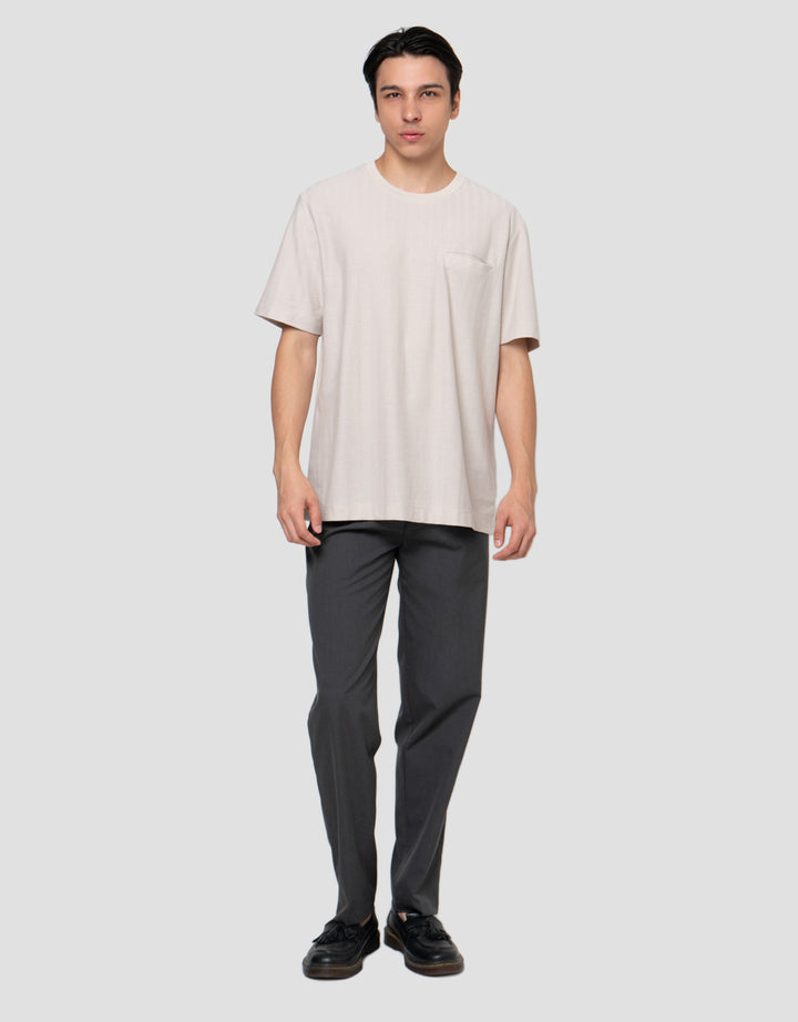 Cole Solid Texture Herring Bone Welt Pocket Smart Fit Kaos Pria