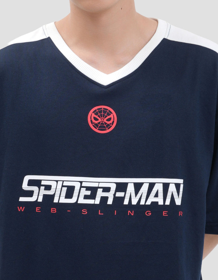 Marvel Varsity Spiderman Kaos Oversize Pria