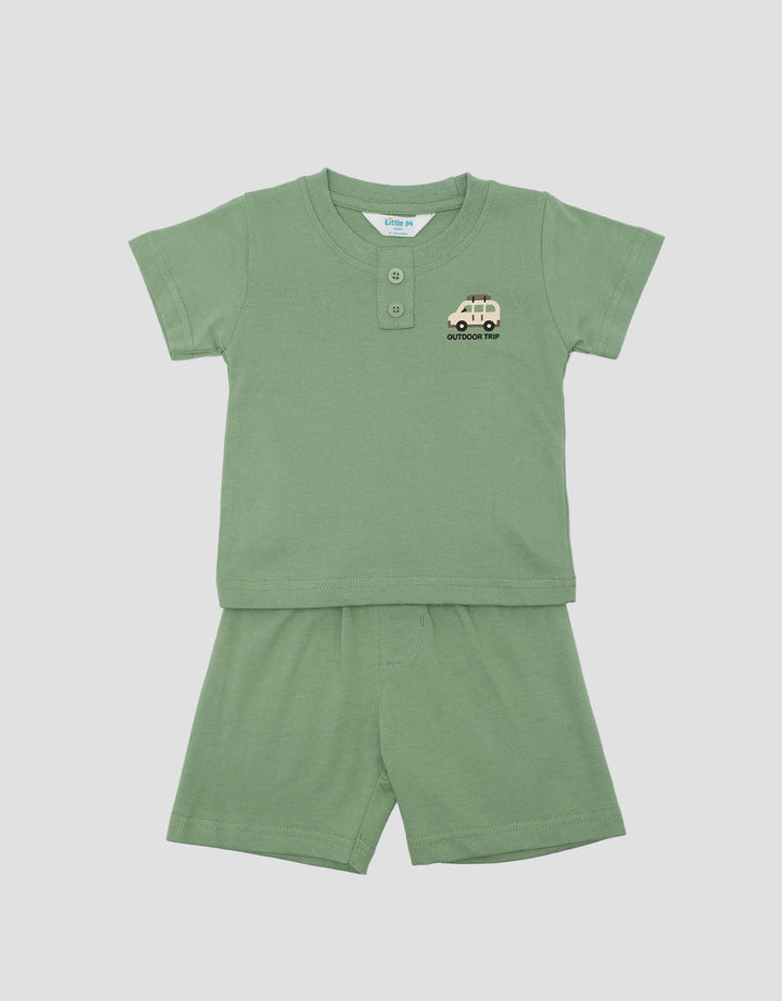 Little M Fake Henley Car Pakaian Setelan Bayi