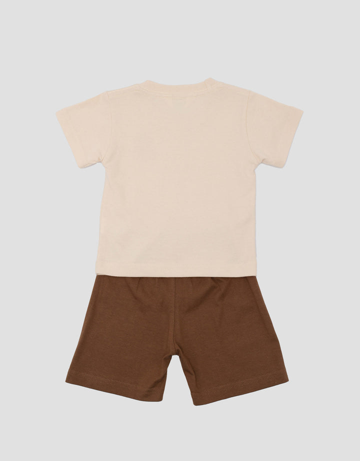Little M Fake Henley Bear Pakaian Setelan Bayi