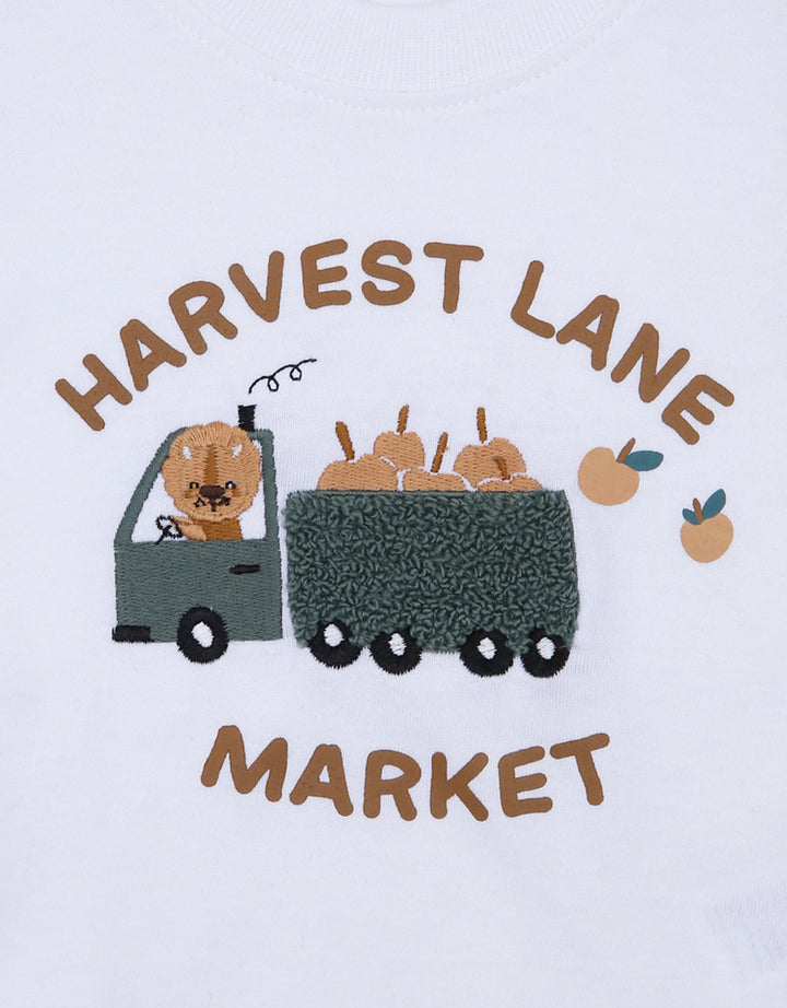 Little M Sleeveless Embro Truck Fruits Print Kaos Bayi