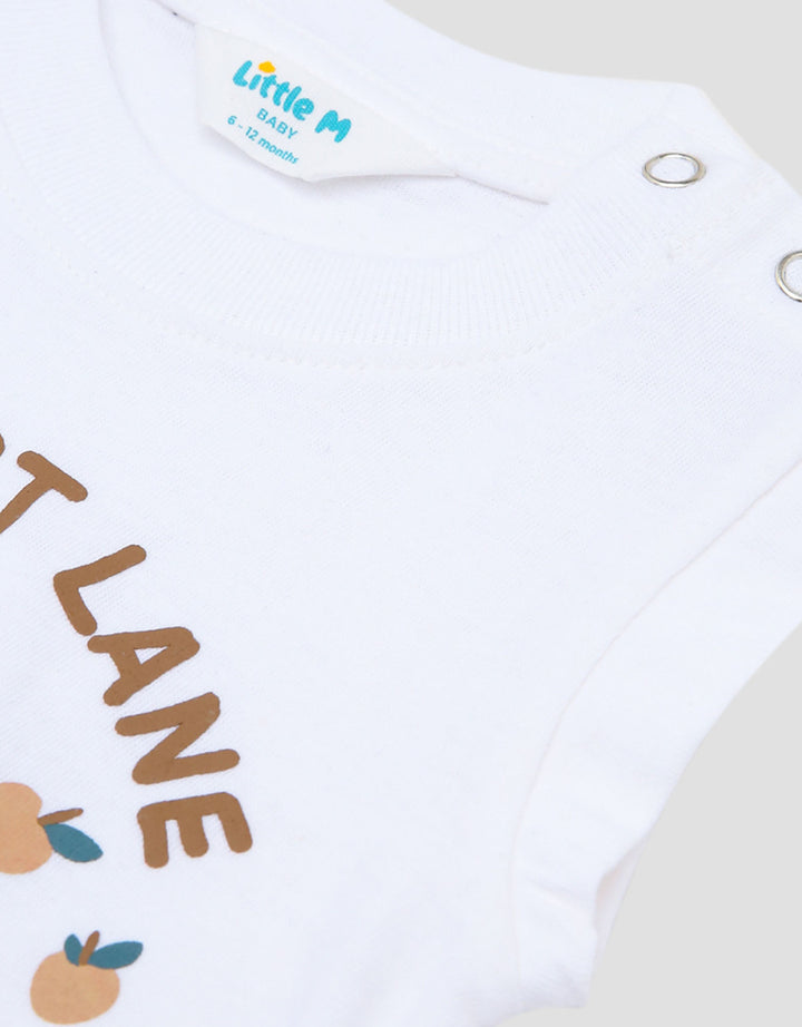 Little M Sleeveless Embro Truck Fruits Print Kaos Bayi