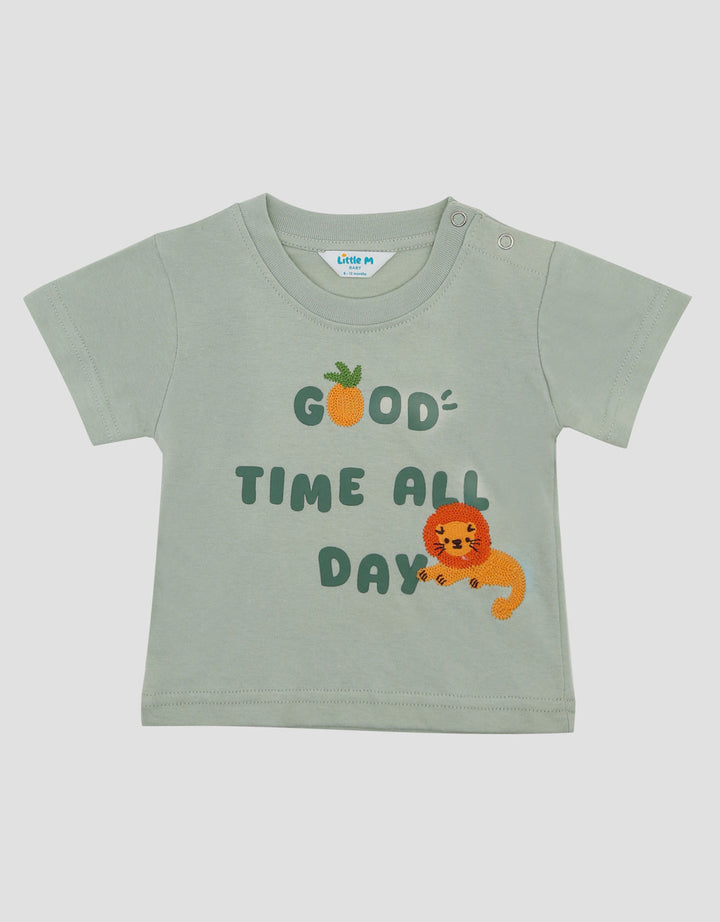 Little M Embro Lions And Pinapple Print Kaos Bayi