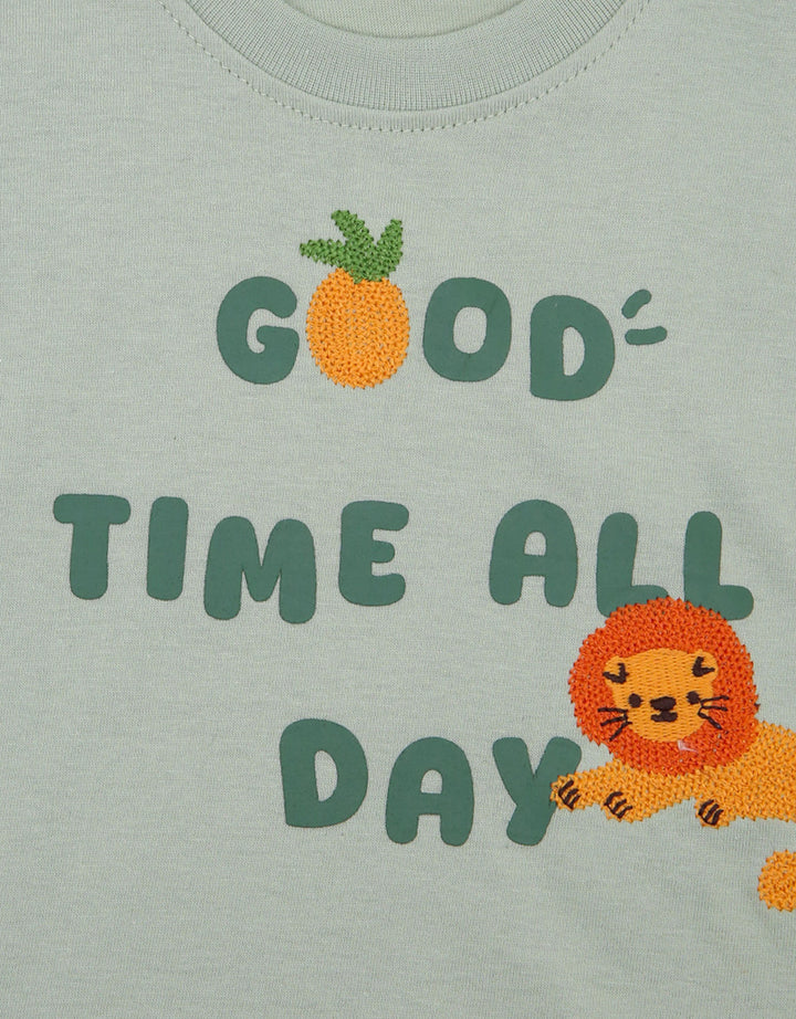 Little M Embro Lions And Pinapple Print Kaos Bayi