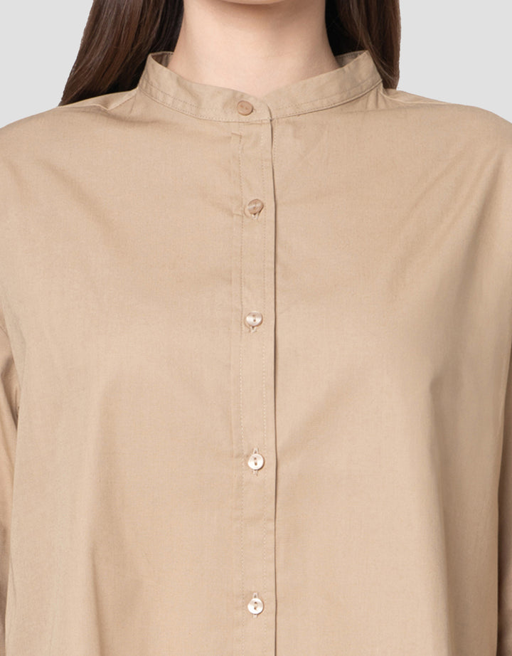 Connexion 3/4 Sleeve Ctn Mandarin Coll Kemeja Wanita